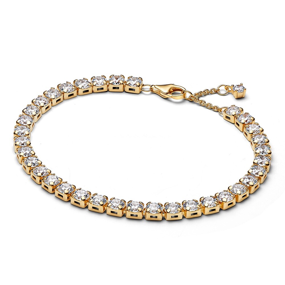 Pandora Tenisový pozlátený náramok so zirkónmi Shine 563539C01 20 cm