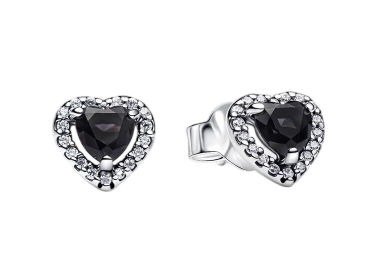 Pandora Romantické náušnice Čierne srdce Timeless 298427C03