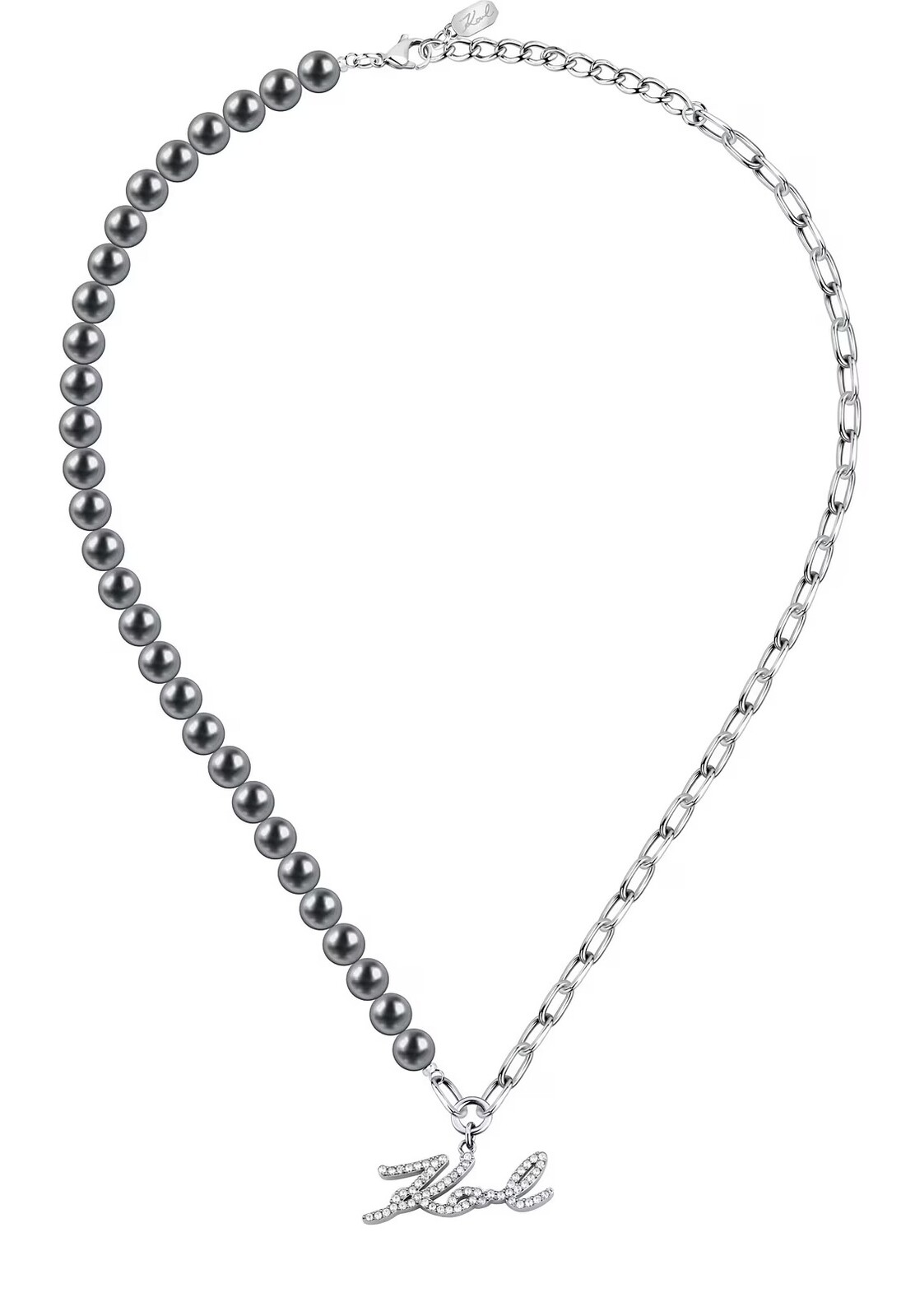 Karl Lagerfeld Fashion náhrdelník s čiernymi perlami Pearl KLAYR02