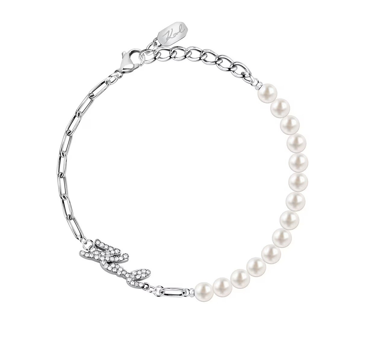 Karl Lagerfeld Elegantný náramok so syntetickými perlami Pearl KLAYR08