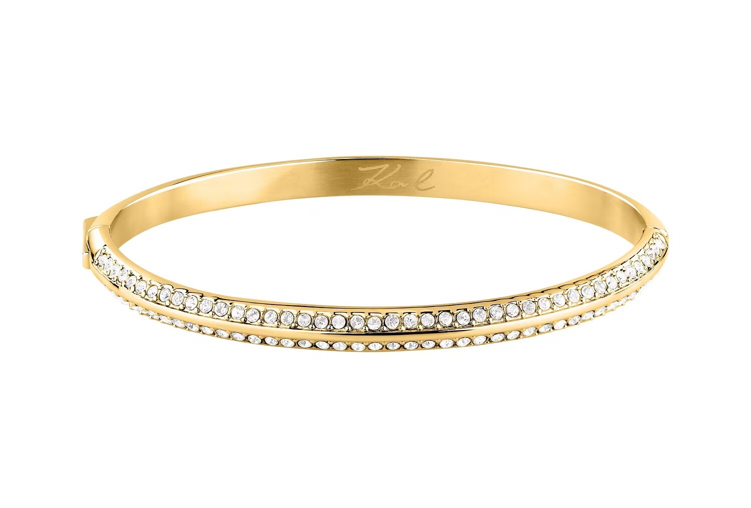 Karl Lagerfeld Pevný pozlátený náramok s kryštálmi Bond Pave KLBJY05