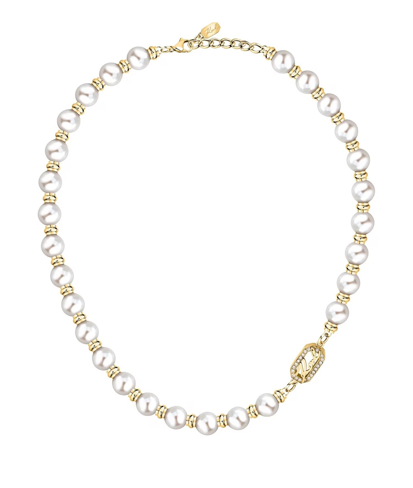 Karl Lagerfeld Luxusný náhrdelník so syntetickými perlami Pearl KLAYR01