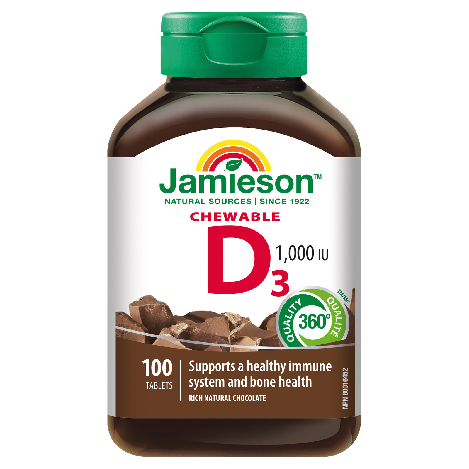 Jamieson Vitamín D3 1000 IU - Čokoláda 100 tabliet na cmúľanie