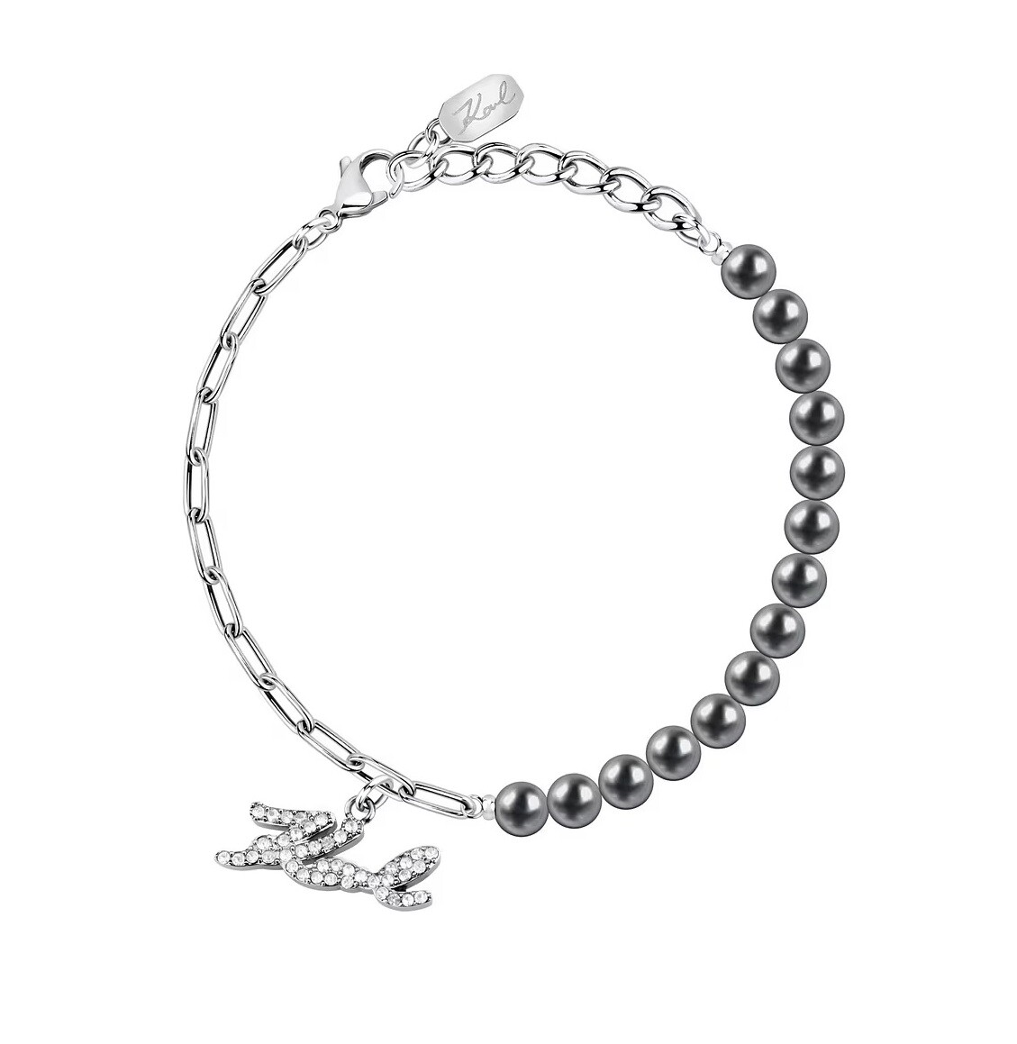 Karl Lagerfeld Ikonický náramok s čiernymi perlami Pearl KLAYR10