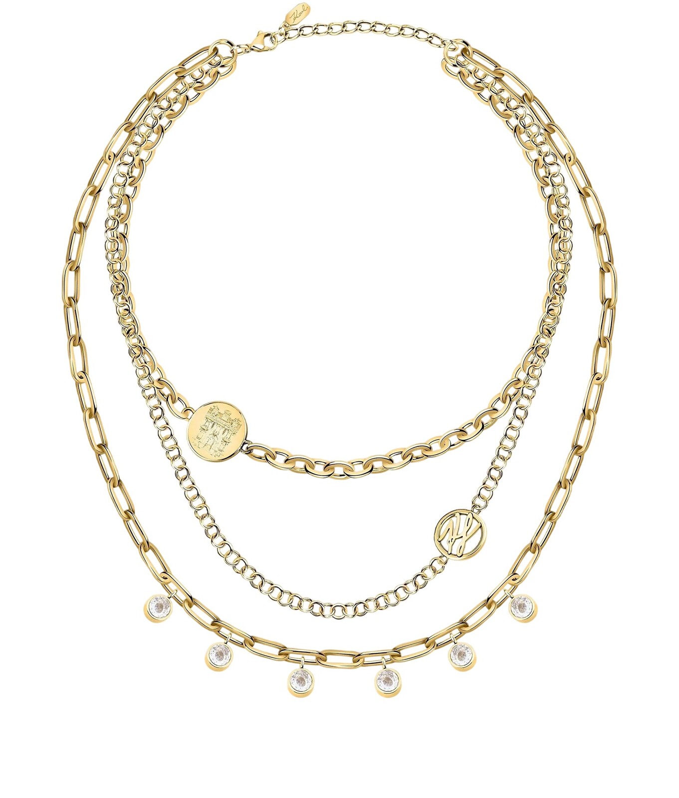 Karl Lagerfeld Pozlátený trojitý náhrdelník Maison de Karl KL610093780