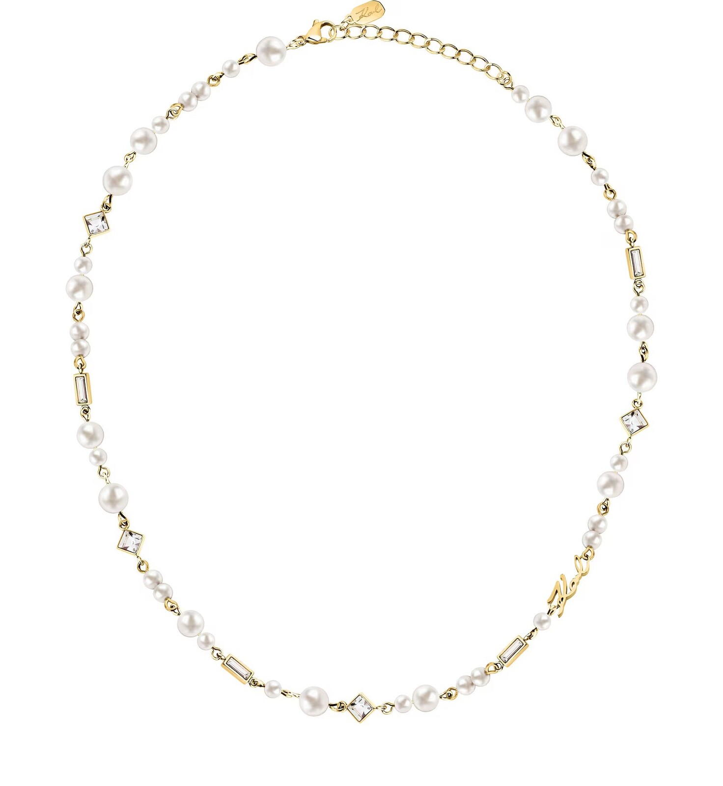 Karl Lagerfeld Elegantný náhrdelník s perlami a kryštálmi Pearl KLAYR17