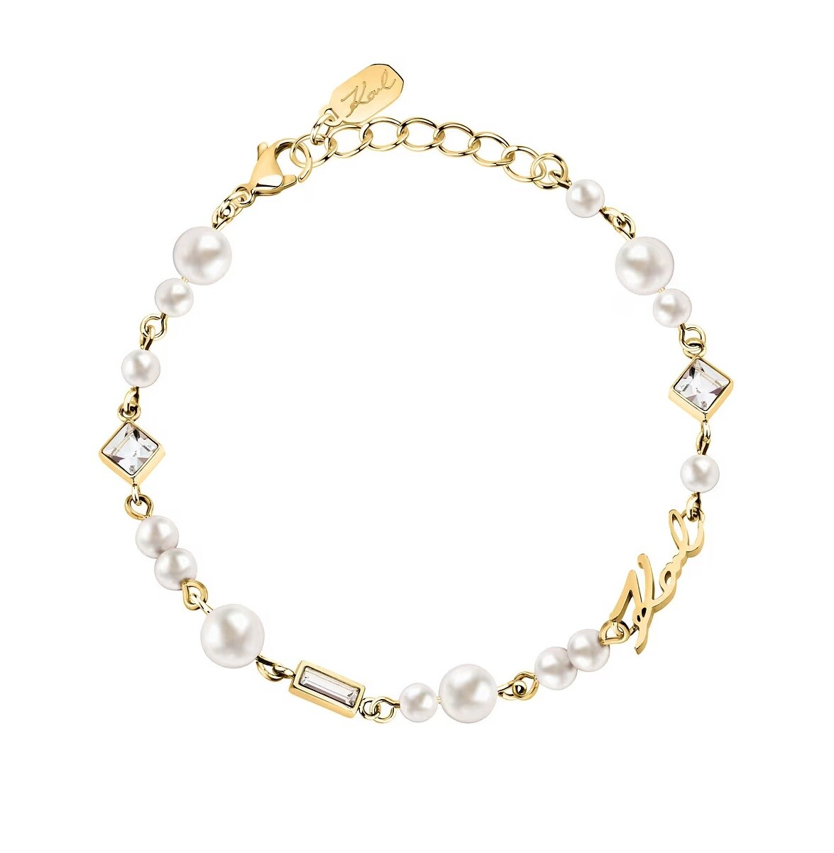 Karl Lagerfeld Elegantný náramok s perlami a kryštálmi Pearl KLAYR19