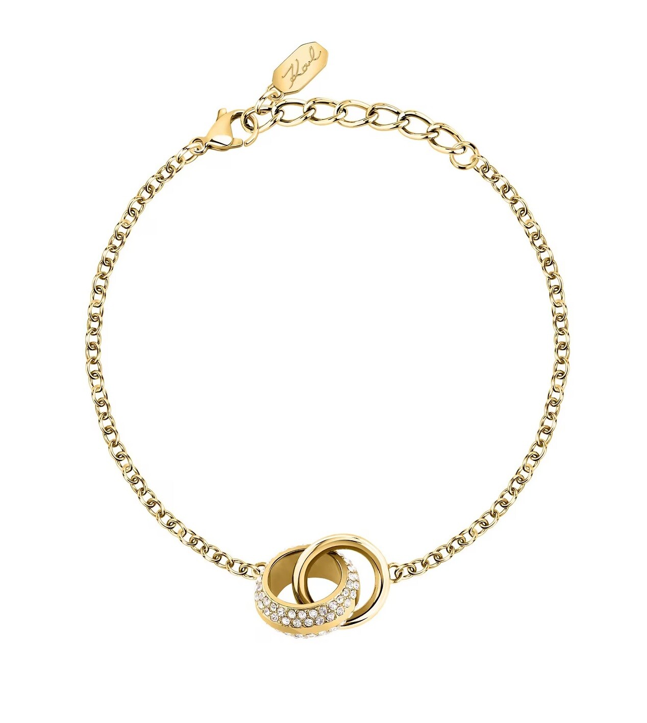 Karl Lagerfeld Elegantný pozlátený náramok Bond Pave KLBJY07