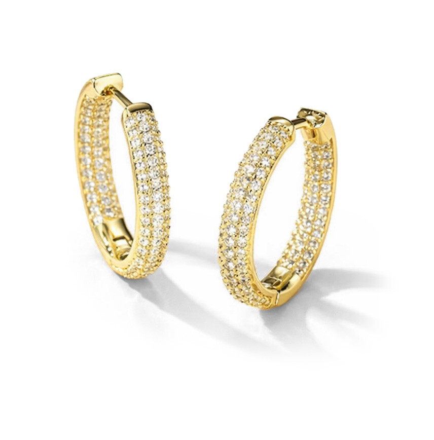 Troli Trblietavé pozlátené kruhy s čírymi zirkónmi