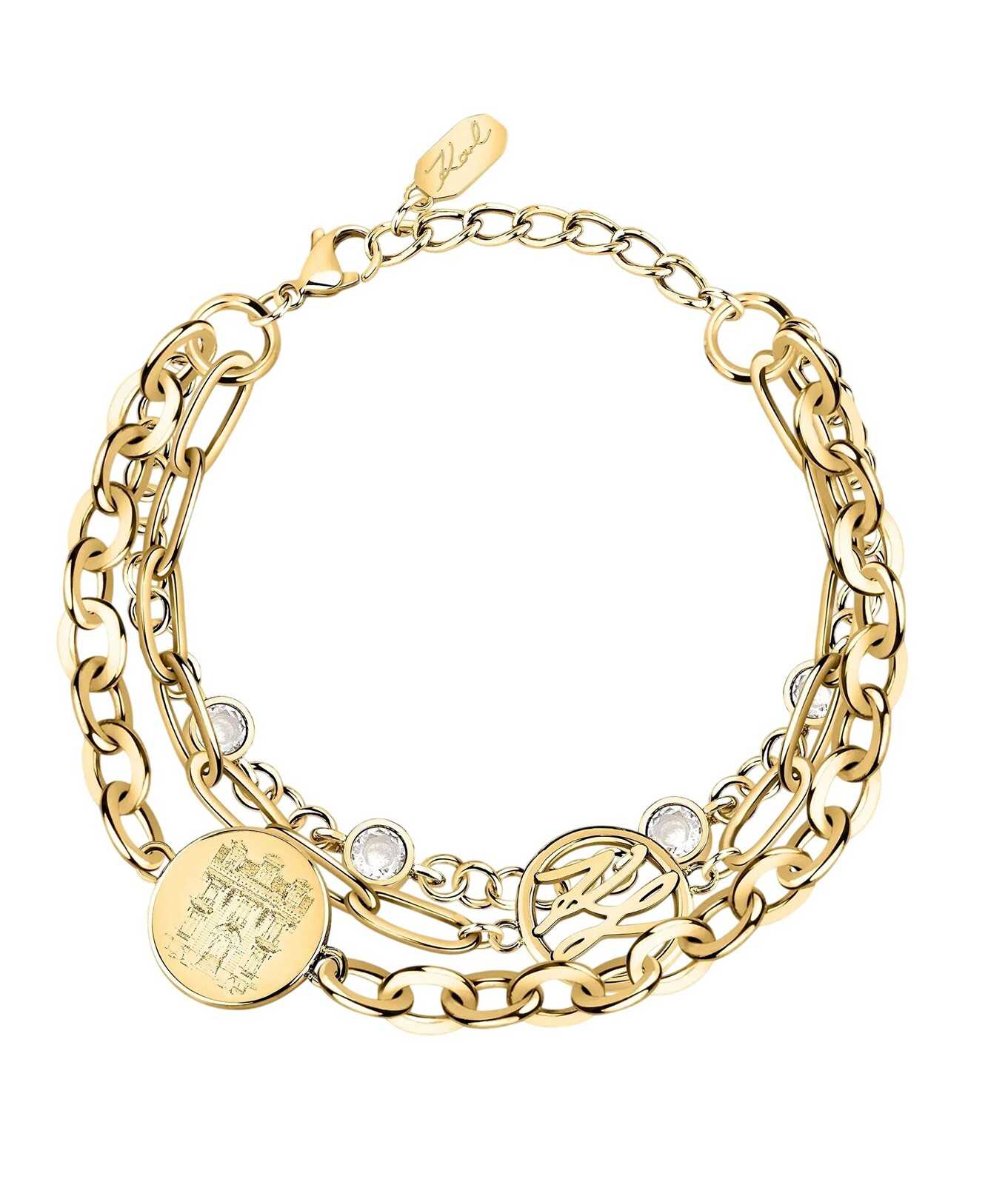 Karl Lagerfeld Trojitý náramok z pozlátenej ocele Maison de Karl KL610094780