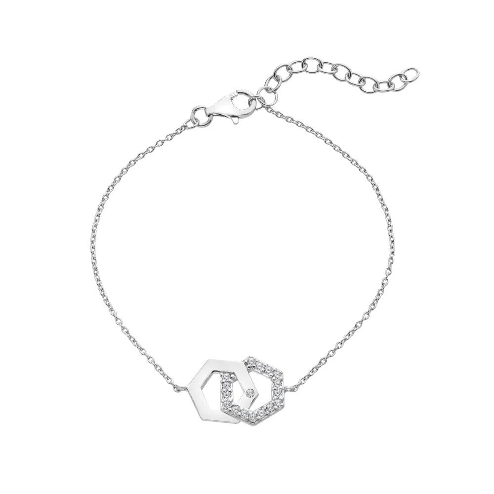 Hot Diamonds Strieborný náramok s diamantom a topazmi Hexagon DL719