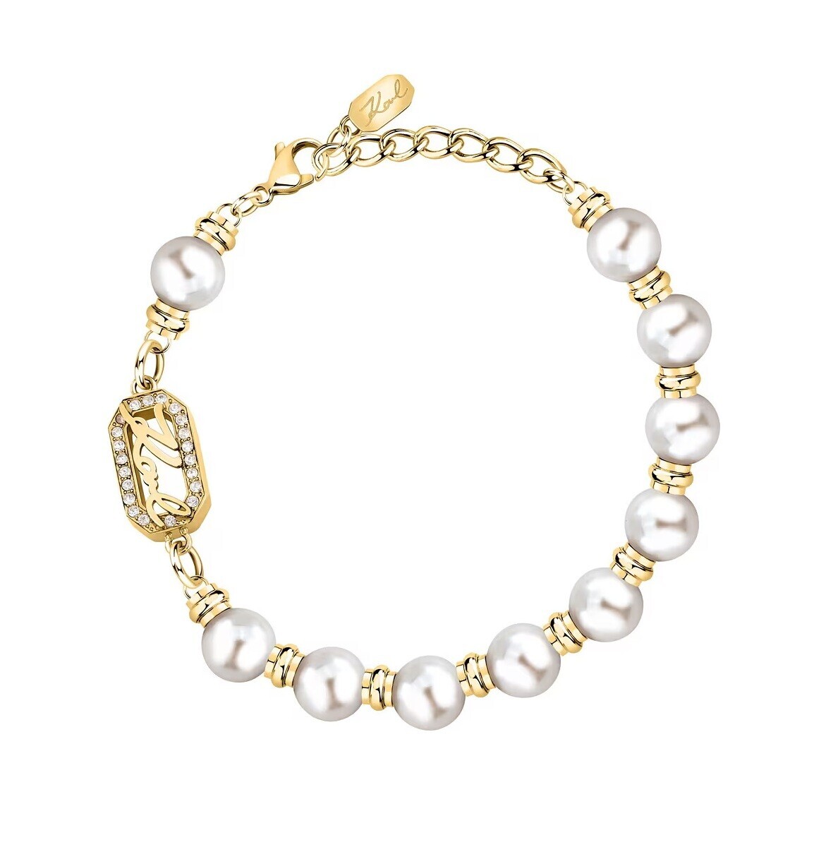 Karl Lagerfeld Luxusný náramok so syntetickými perlami Pearl KLAYR09