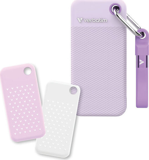 VERBATIM Pocket SSD 1 TB fialová + 2x gumový obal