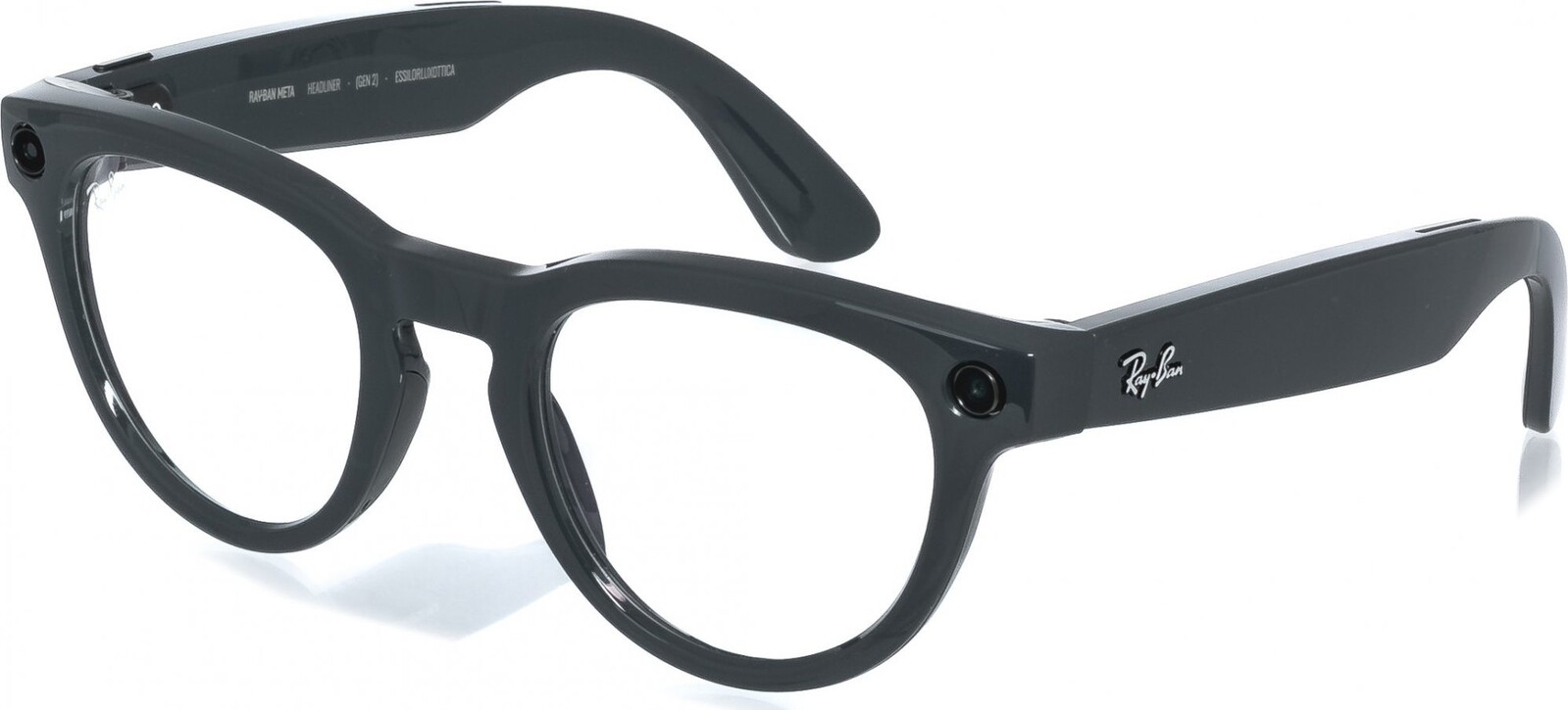 Meta RAY-BAN Meta Headliner (Standard) Smart Glasses (Gen 2) – Shiny Asteroid Grey, Clear to Emerald