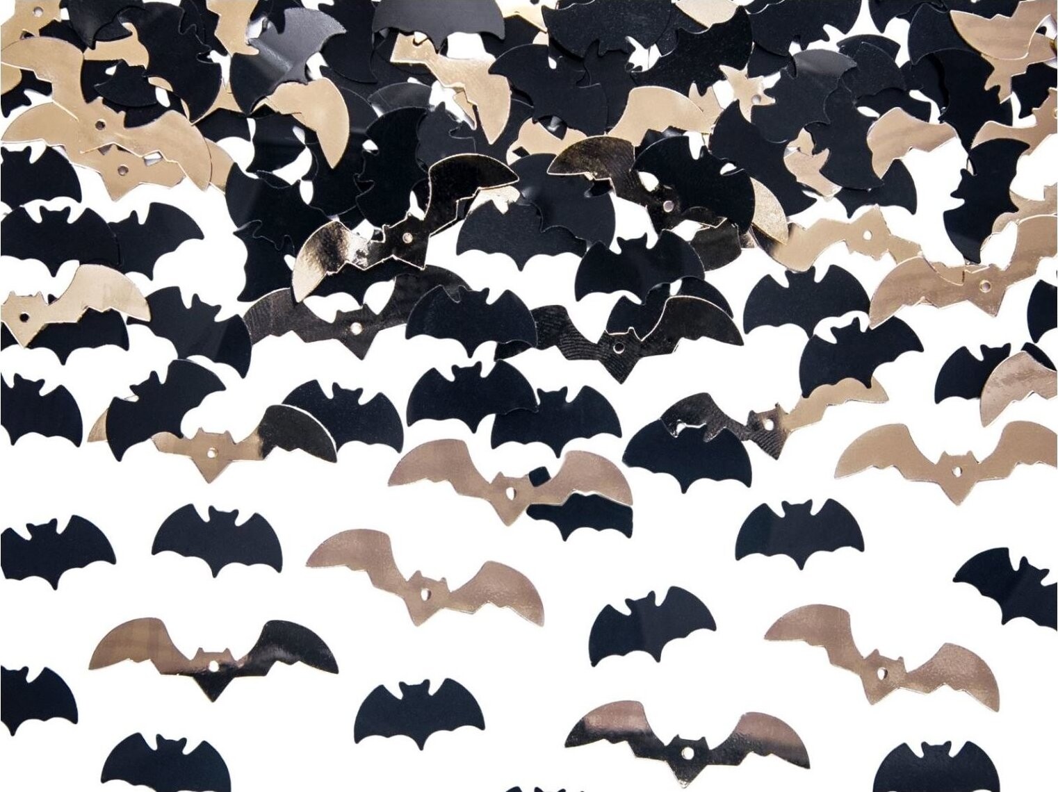 PARTYDECO Dekoračné konfety na stôl netopiere, mix, čierno-zlaté, Halloween, 30 g