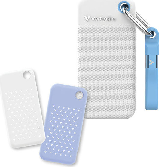 VERBATIM Pocket SSD 1 TB biela/modrá + 2x gumový obal