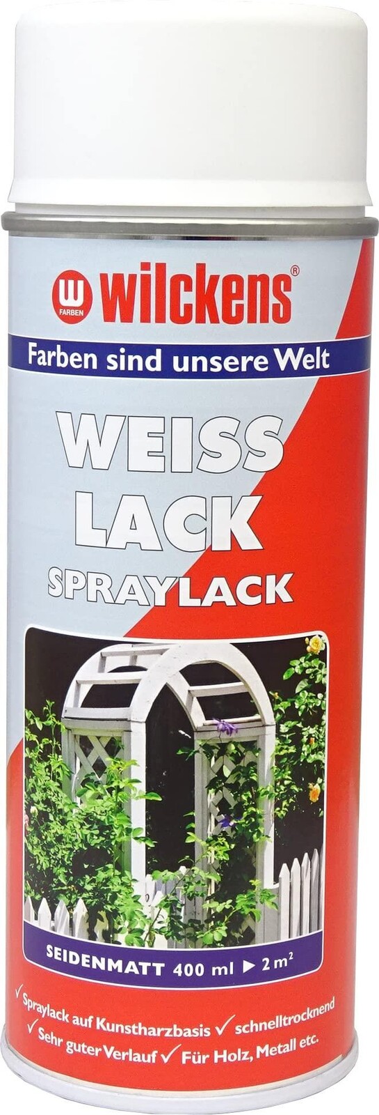 Wilckens Biela farba v spreji polomatná Weisslack Spray Seidenmatt 400 ml