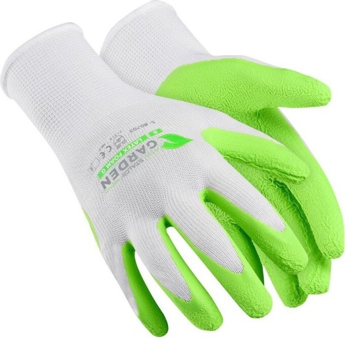 STALCO Rukavice polyesterové LATEX FOAM G, veľ. 8, GARDEN, 2 ks