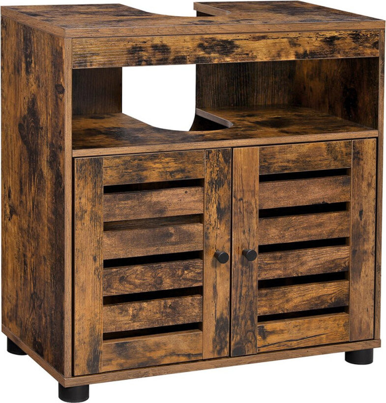 EUZIEL VASAGLE Kúpeľňová skrinka pod umývadlo 60 × 30 × 63 cm, rustikálna hnedá