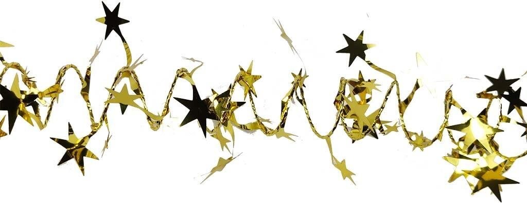 LAALU Vianočné ozdoby – reťaz špirálová s hviezdičkami, zlatá, 2 m
