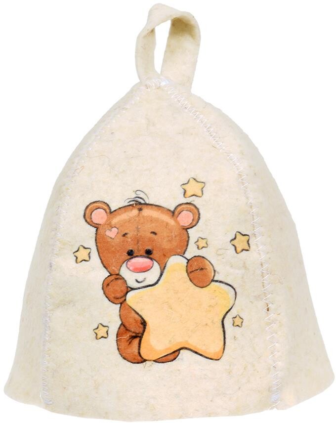 SOTRA Čiapka do sauny, detská, Medvedík, 70 % vlna