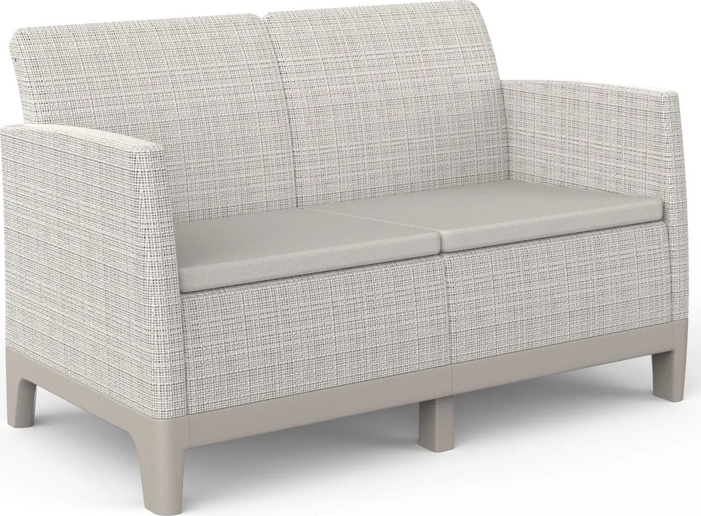 Keter Scandi Forma 2 Seaters Sofa, Pebble Grey/Soft beige