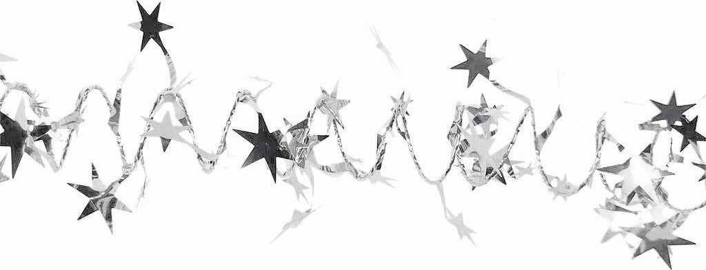 LAALU Vianočné ozdoby – reťaz špirálová s hviezdičkami, strieborná, 2 m