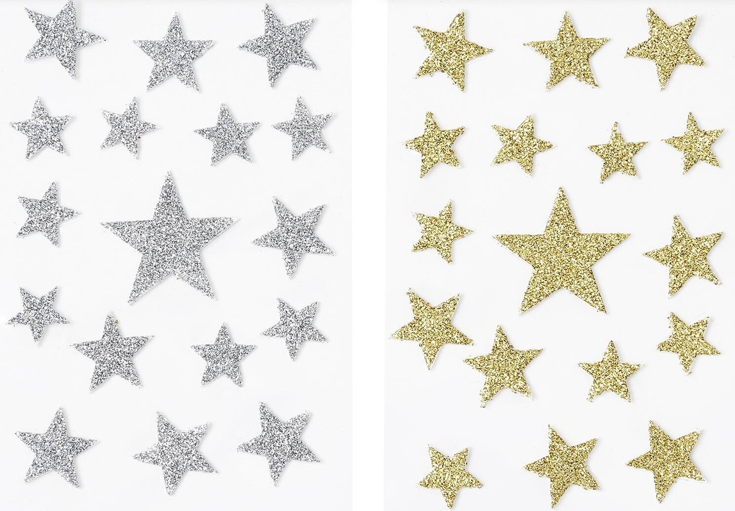 LAALU Vianočná dekorácia – Samolepky do okien hviezdy strieborné, zlaté 15 cm 2 ks