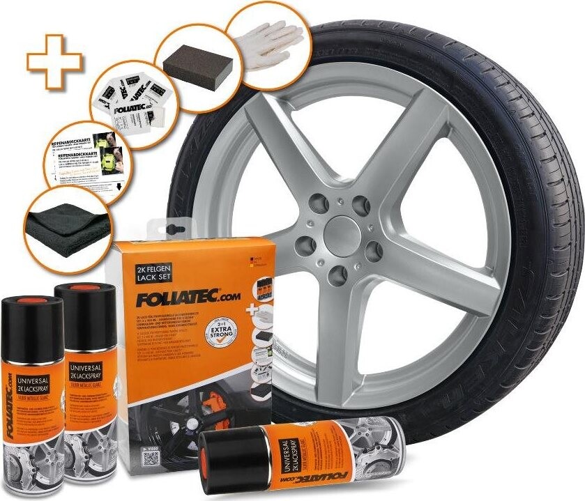 FOLIATEC sada na lakovanie alu kolies, farba strieborná metalická