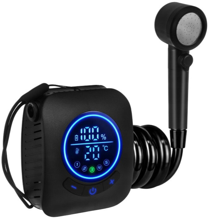 Trizand 27551 Sprcha prenosná s čerpadlom 8000 mAh, LED displejom, IPX8, USB