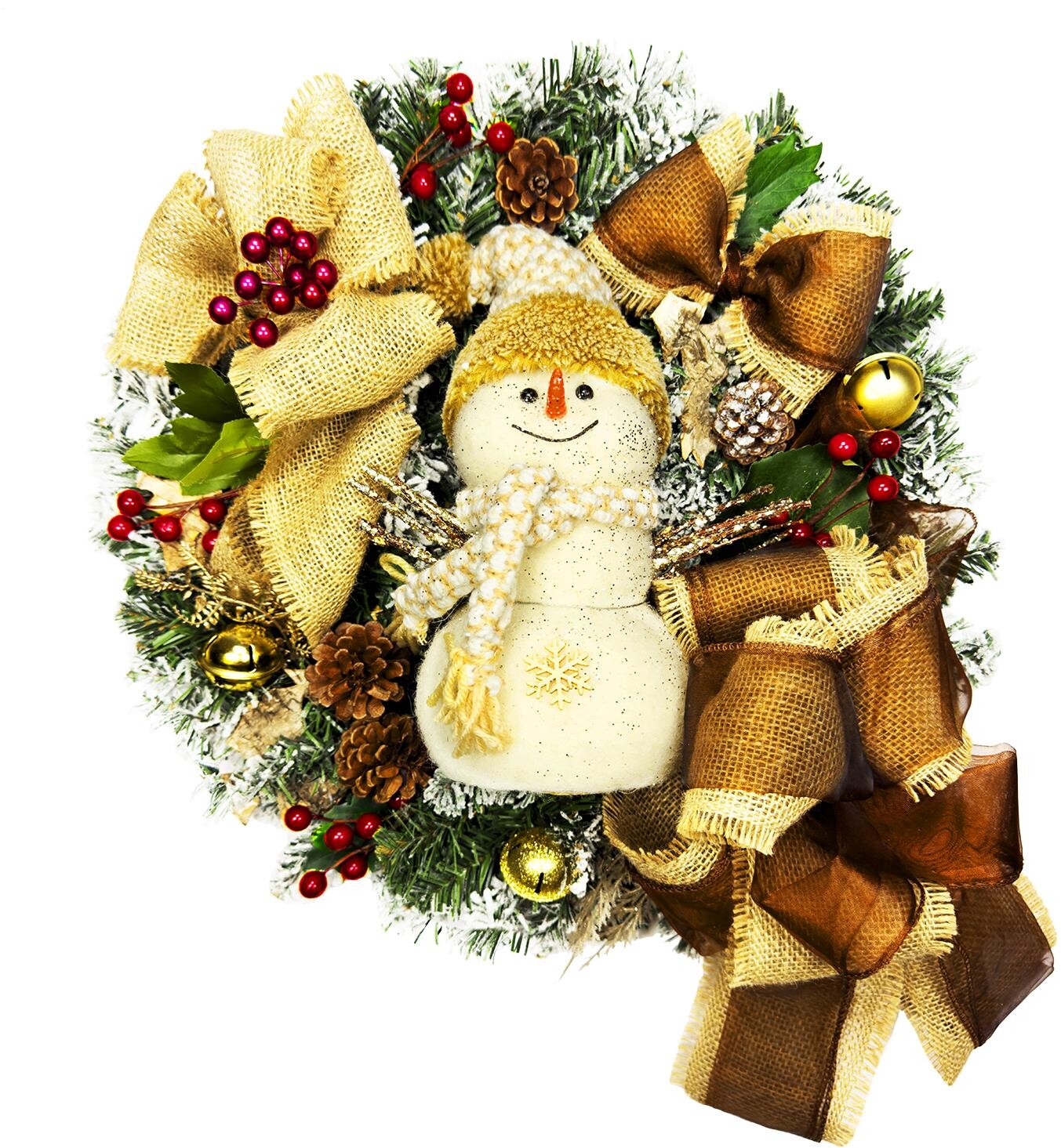 LAALU Vianočný veniec – snehuliak, 45 cm