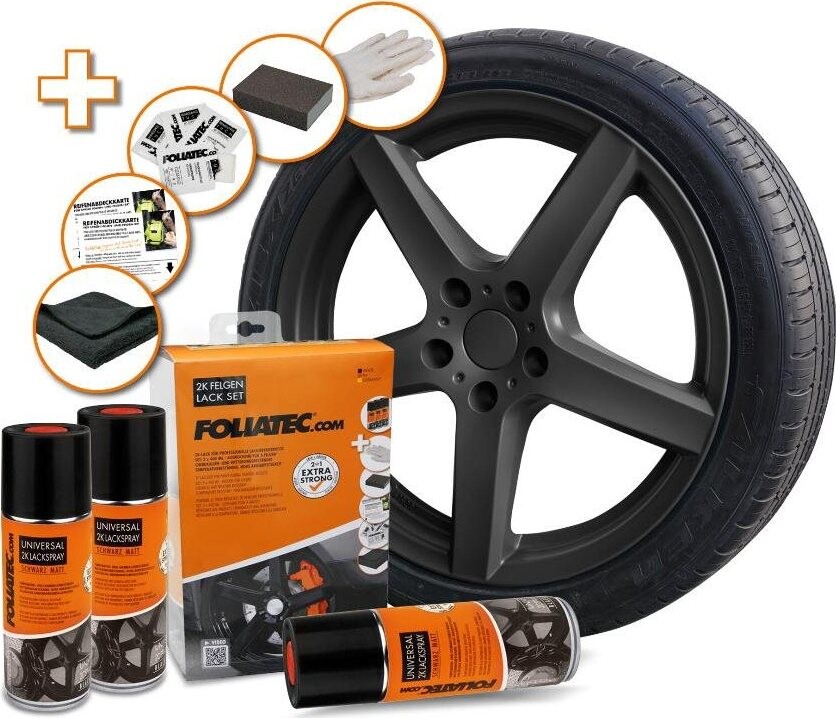 FOLIATEC sada na lakovanie alu kolies, farba čierna matná
