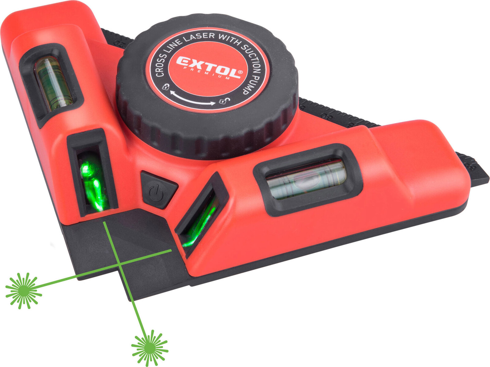 EXTOL PREMIUM Laser zelený-uholník 90°, s elektr. prísavným modulom 8823303