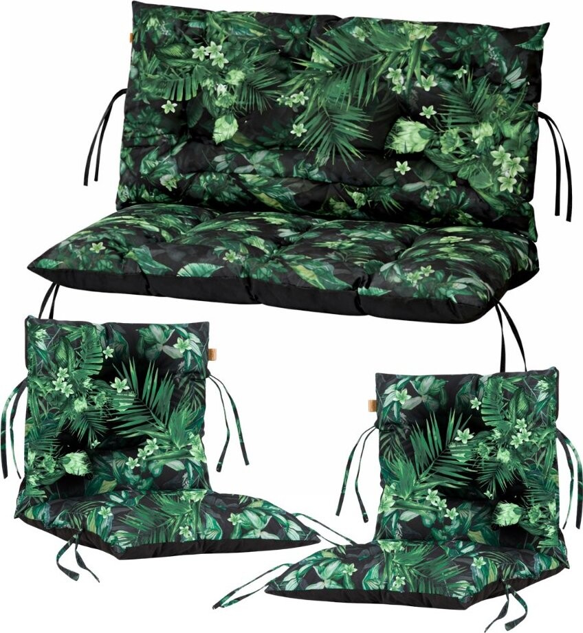 Blomster Polstry na zahradní nábytek, 3 ks, zelené listy