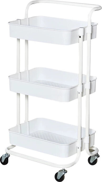 Verk 27490 Třípatrový úložný vozík na kolečkách 88 × 41,5 × 37 cm, bílý