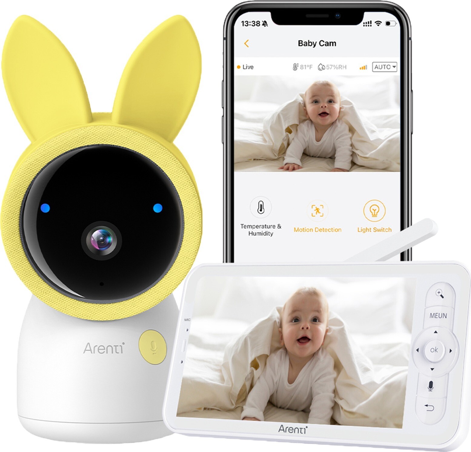 Arenti 5MP/3K WiFi Video Baby Monitor Kit with LCD Screen