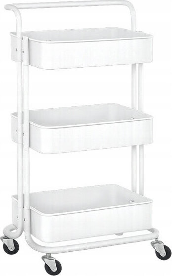 Verk 27491 Třípatrový kovový regál na kolečkách 76 × 43 × 36 cm, bílý