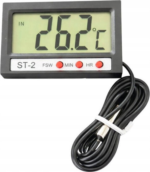 Verk 09233 Digitální teploměr ST-2 s externí sondou 100 cm, LCD displej, černý