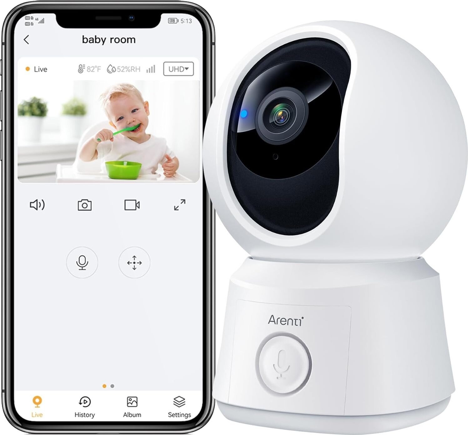 Arenti 2MP/1080P WiFi Video Baby Monitor