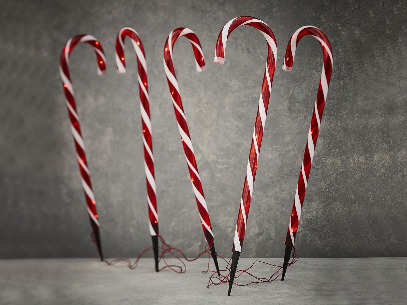 LAALU Vianočná dekorácia LED – svetelná cukrová palica, 5 ks