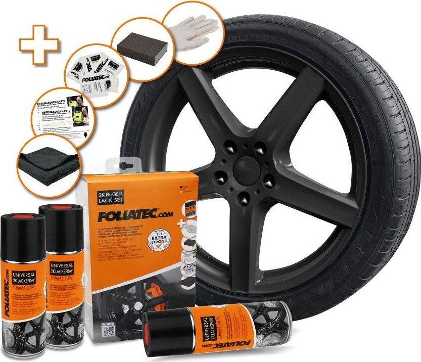 FOLIATEC sada na lakovanie alu kolies, farba čierna lesklá