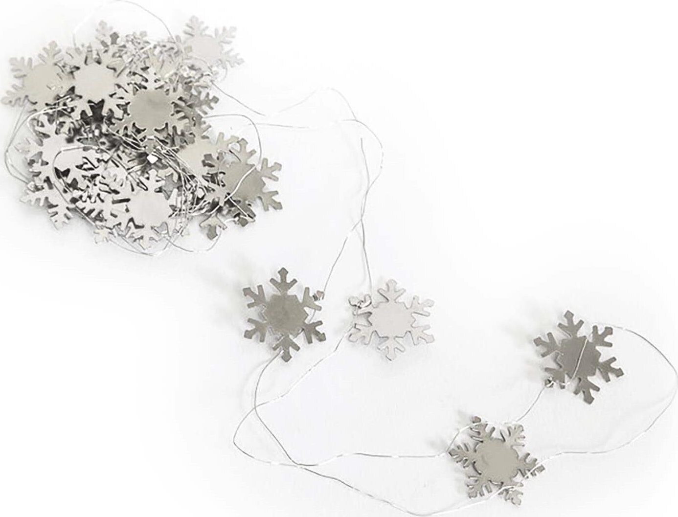 LAALU Vianočné ozdoby – reťaz s vločkami, strieborná, 2 m