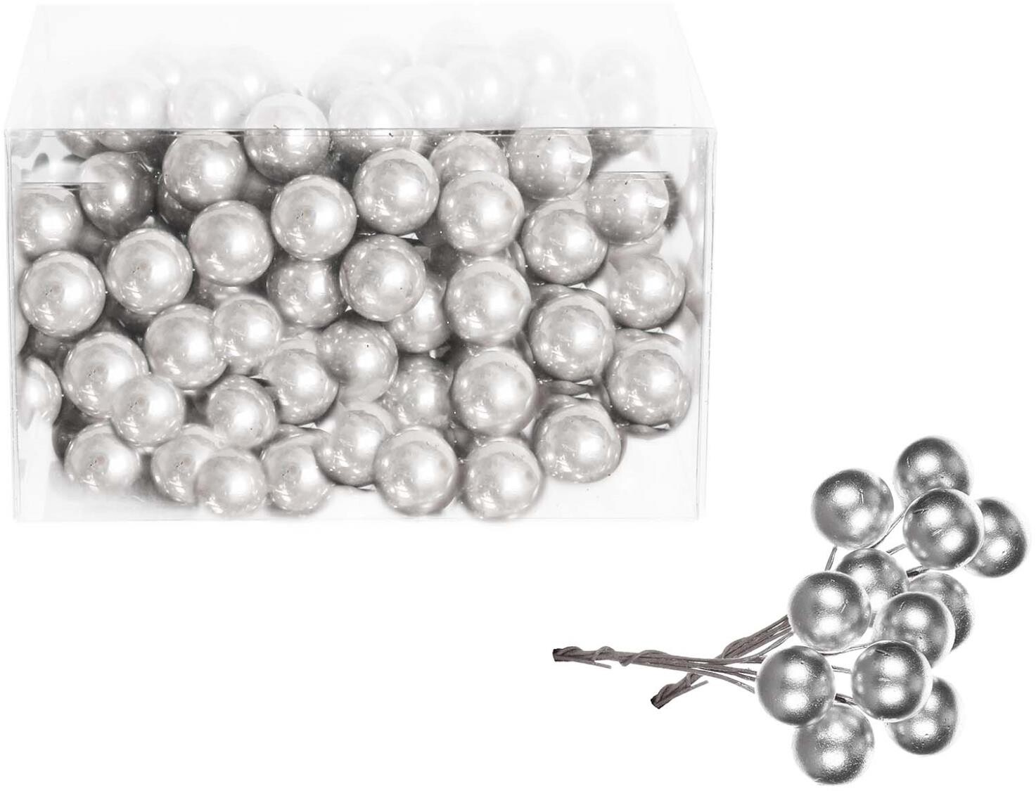 LAALU Vianočná dekorácia – ozdoby okrúhle, strieborné, 4 cm, 120 ks