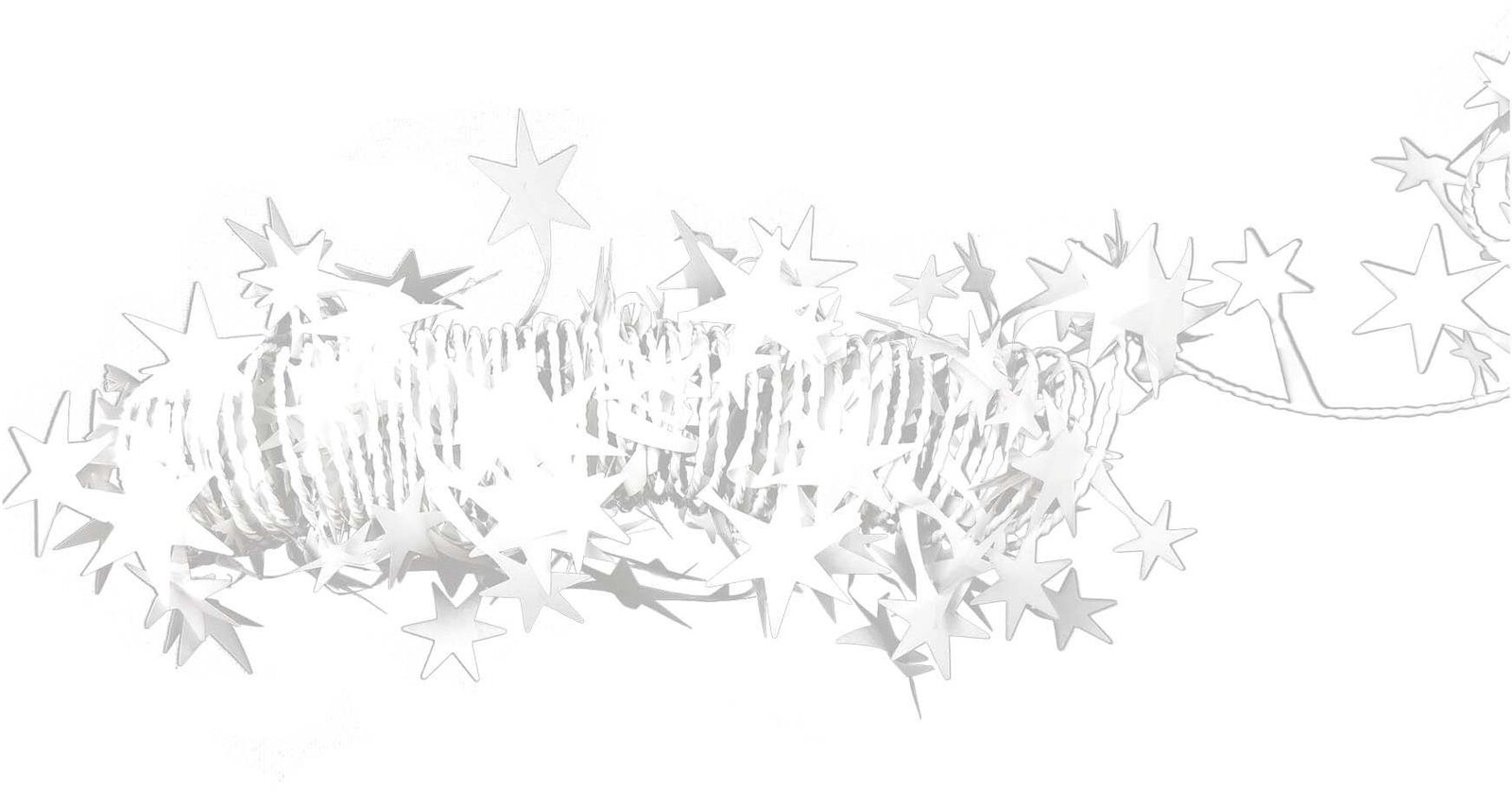 LAALU Vianočné ozdoby – reťaz špirálová s hviezdičkami, biela, 2 m