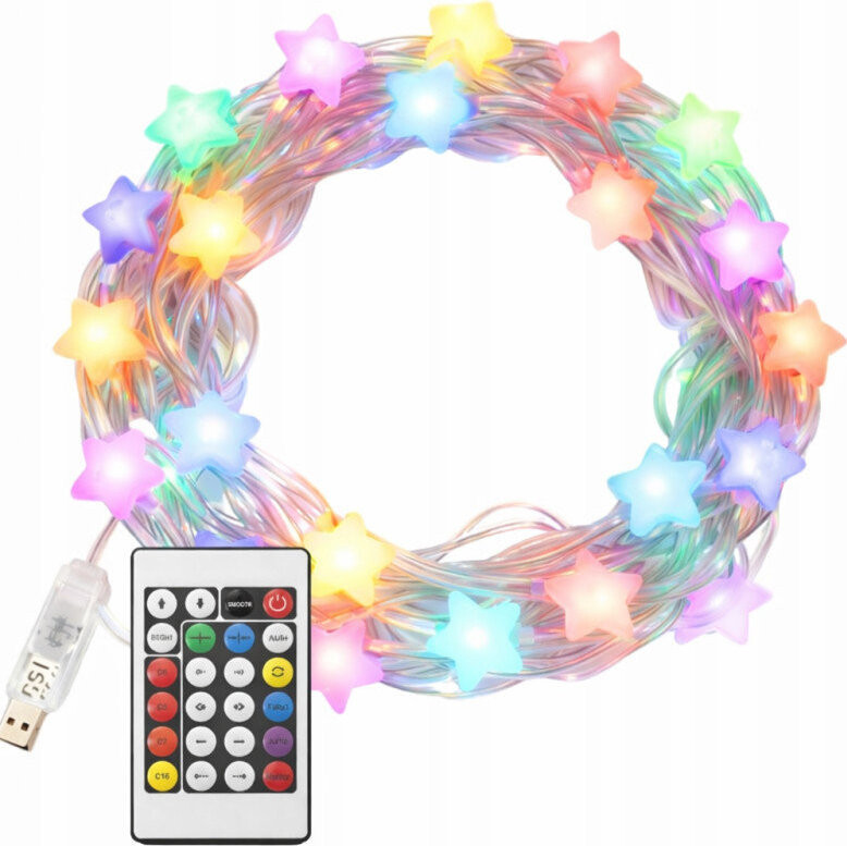 Verk 12445 Světelné hvězdičky RGB, 50 LED, USB, dálkové ovládání, Bluetooth