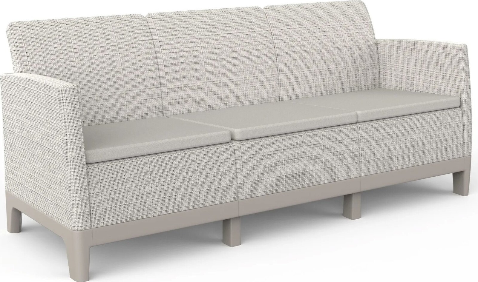 Keter Scandi Forma 3 Seaters Sofa, Pebble Grey/Soft beige