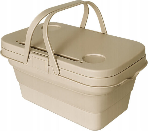 Verk 27746 Skládací silikonový piknikový koš s cestovním stolkem, béžový