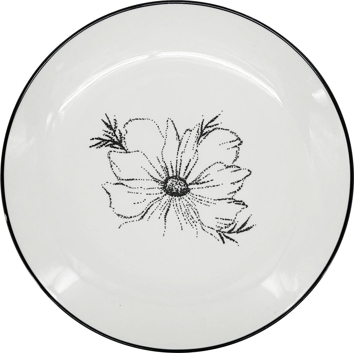 by inspire Porcelánový dezertní talíř Linea Dash Bloom, 19 cm, černá kytka