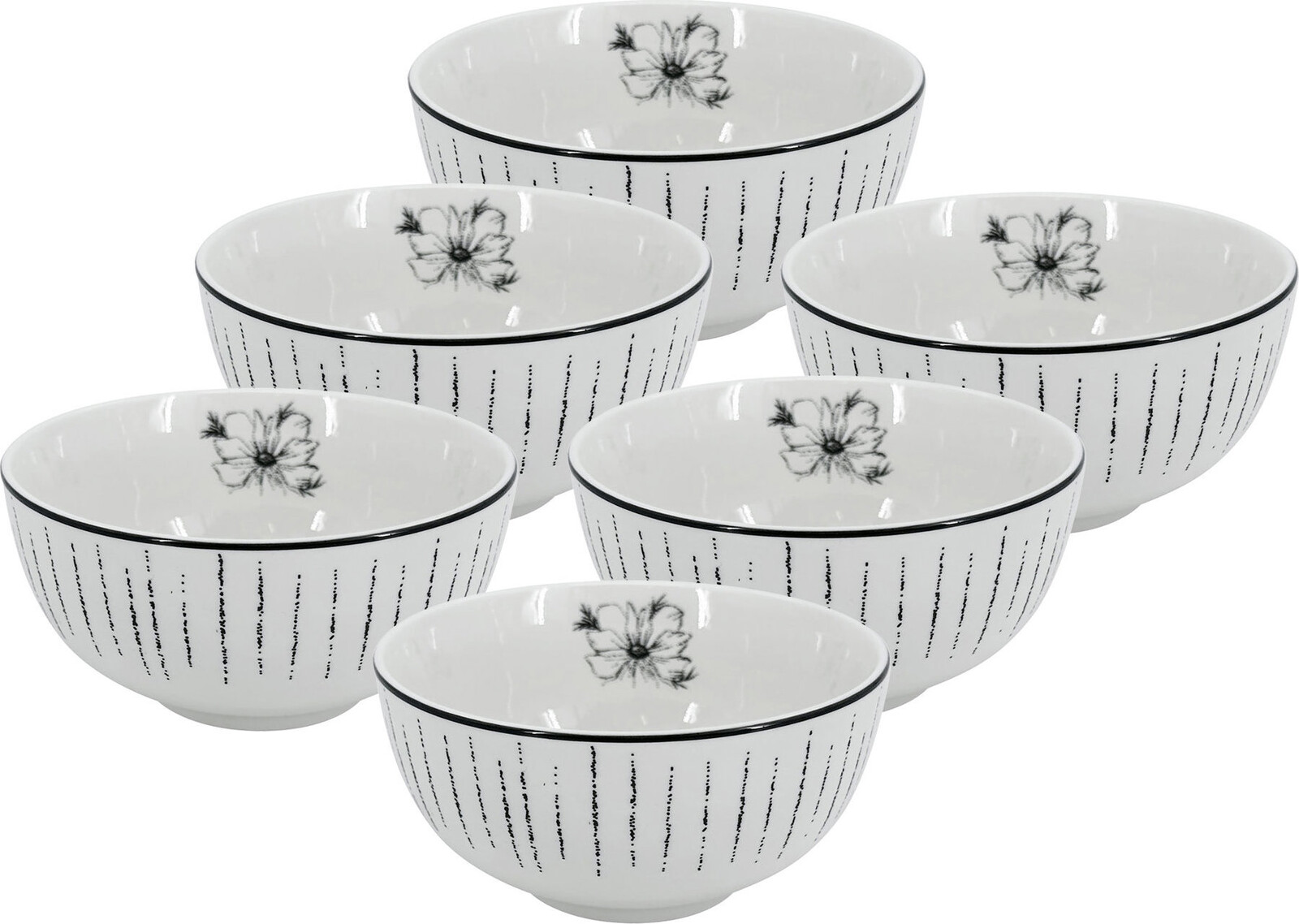 by inspire Set 6 ks - Porcelánová miska Linea Dash, průměr 14 cm
