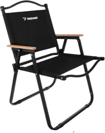 Trizand 27552 Skládací rybářská židle s dřevěnými područkami, černá